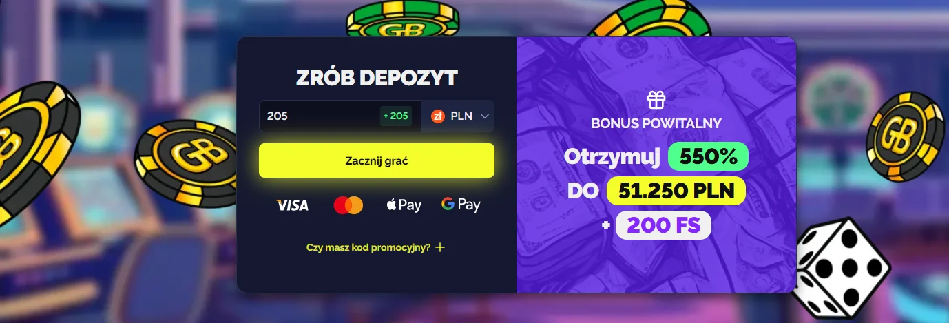 welcome offer 550% plus 200 free spins