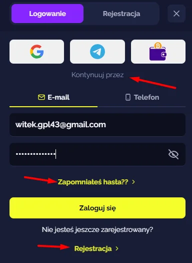 fast log in form